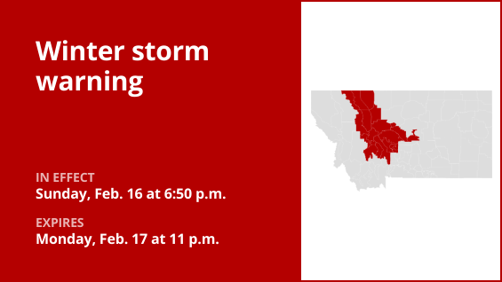 Update: Winter storm warning affecting Montana until Monday night