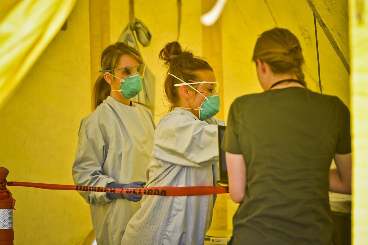 Healthcare workers file Covid-19 tests
