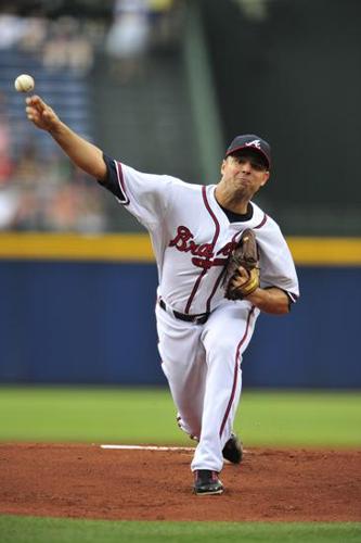 Martin Prado of the Atlanta Braves takes a lead against the