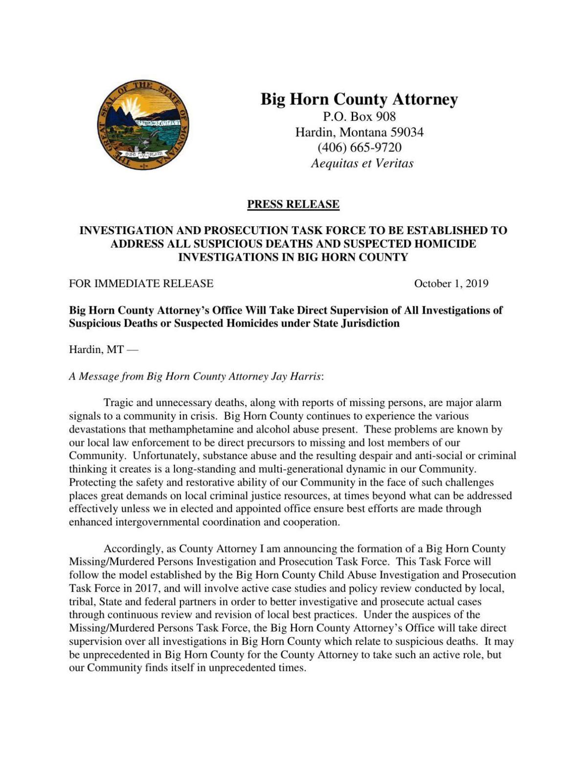 Big Horn County Press Release Helenair Com