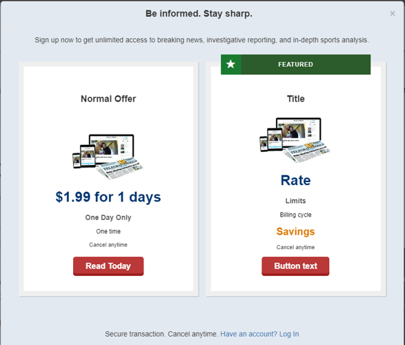 Audience+ default modal