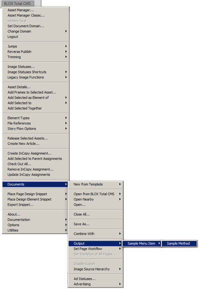 Output Minimal Mehtod Menu Sample