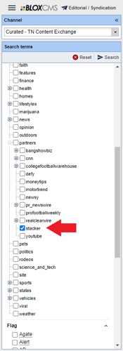 Stacker Category Selection
