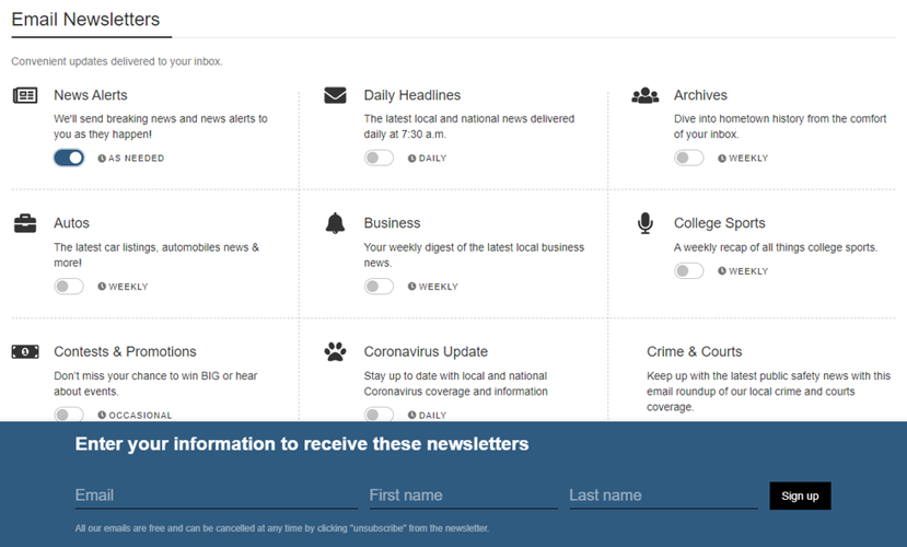 Newsletter Preference Center