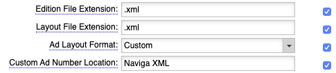 Browser Based Advertising Settings for Naviga XML