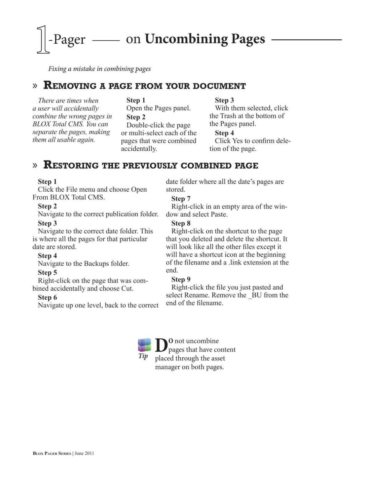 Uncombining Pages