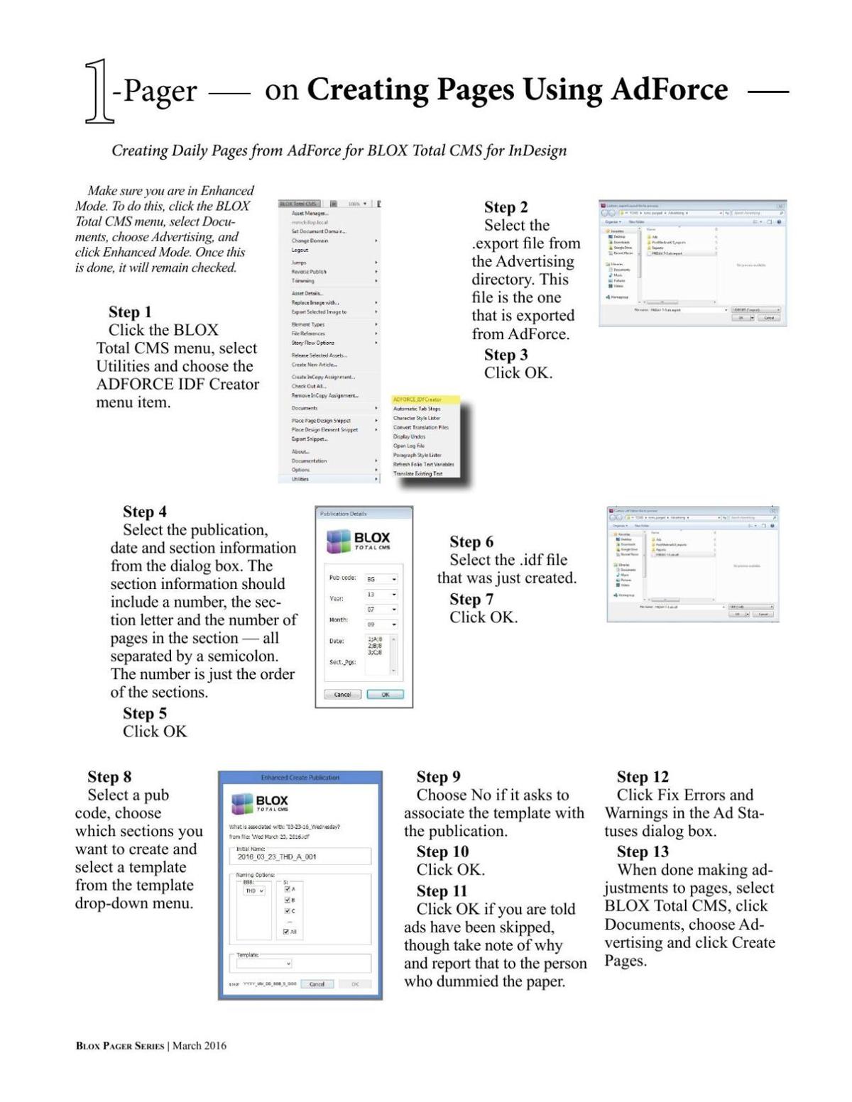 Creating Pages Using AdForce
