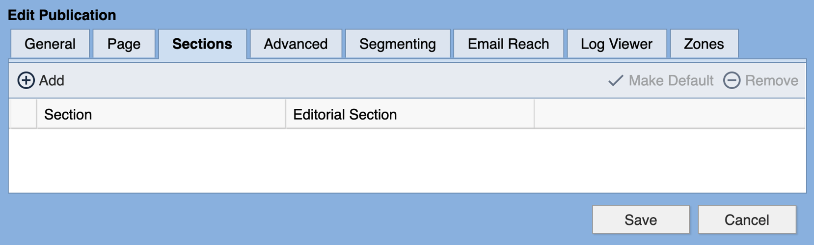 eEdition Edit Publication Sections
