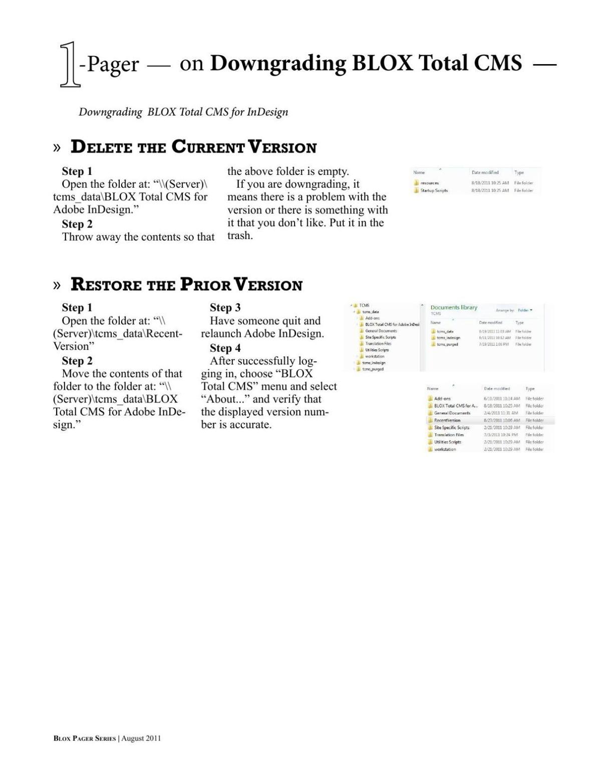Downgrading Your BLOX Total CMS InDesign Code