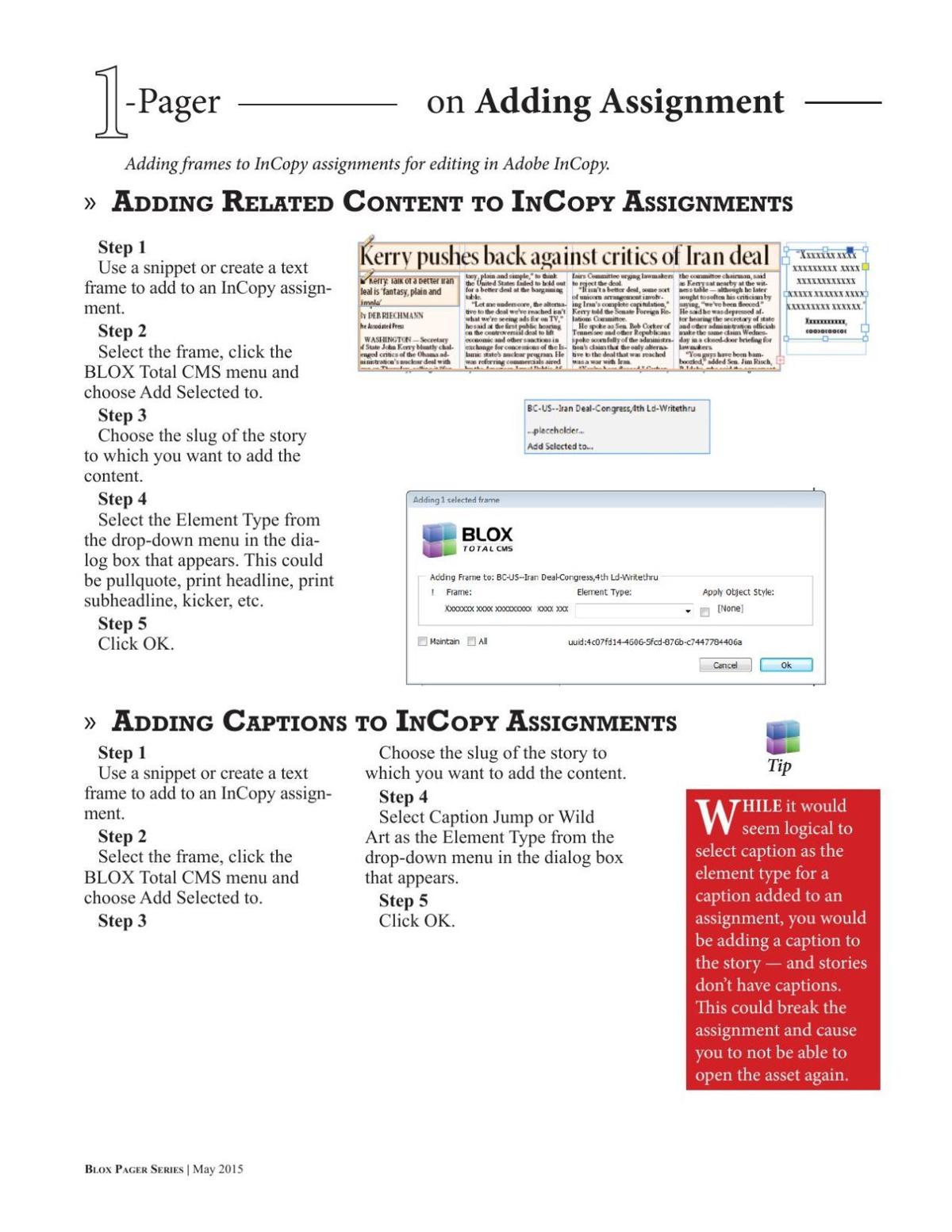 Adding Frames to InCopy Assignments