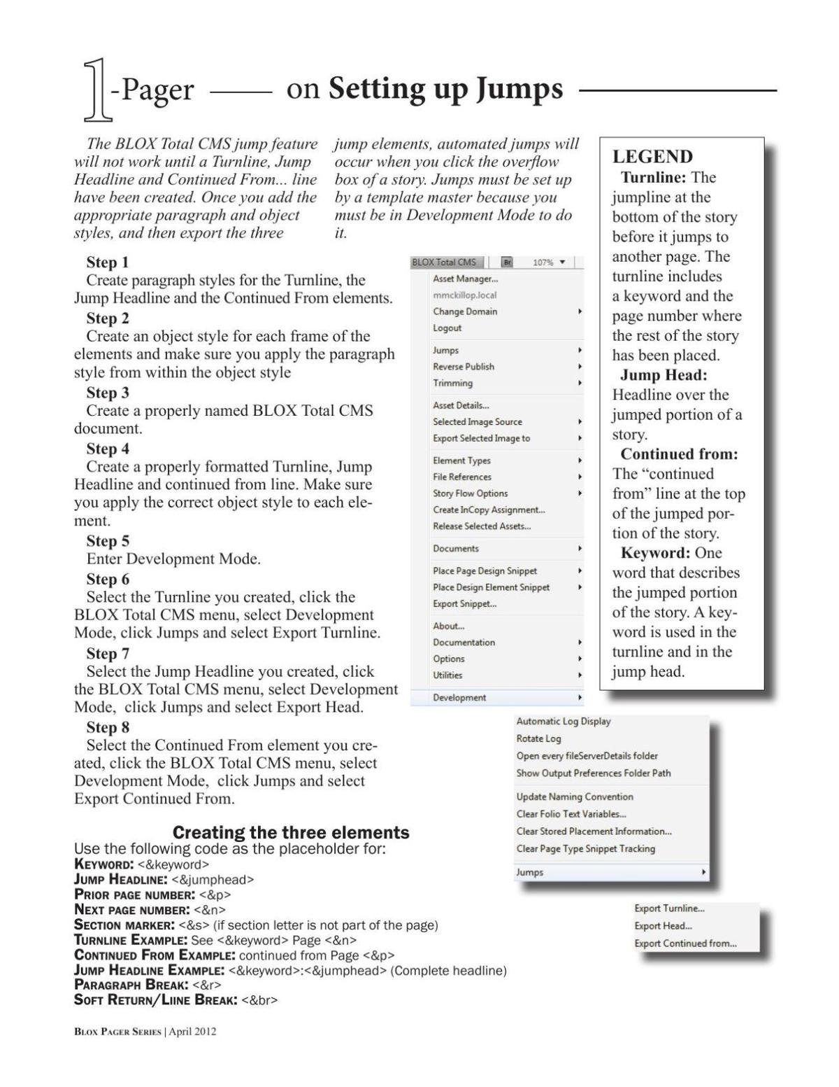 InDesign Jumps Setup
