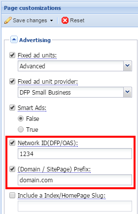 DFP settings network code domain