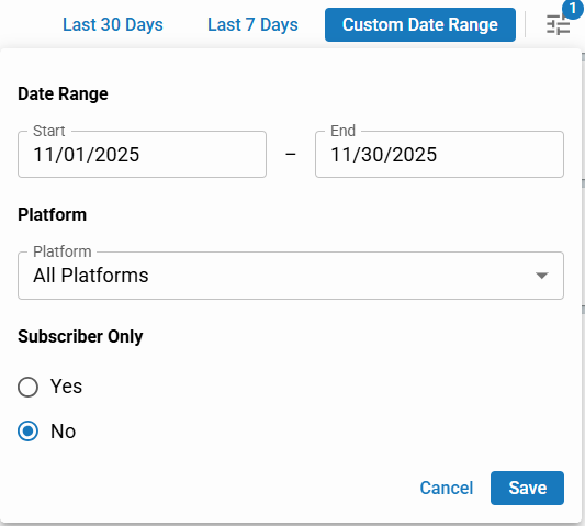 Dashboard Filter