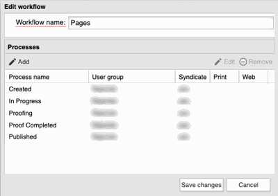Sample Pages workflow processes