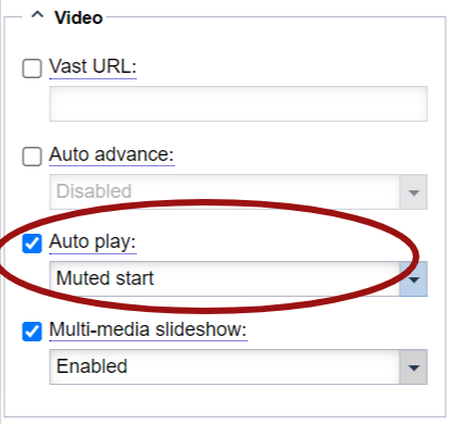 Multimedia slideshow autoplay options