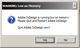 Adobe's Low on Memory warning