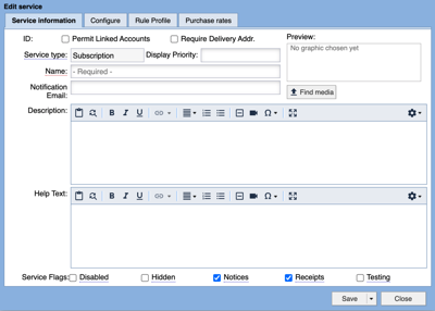 Service Information tab