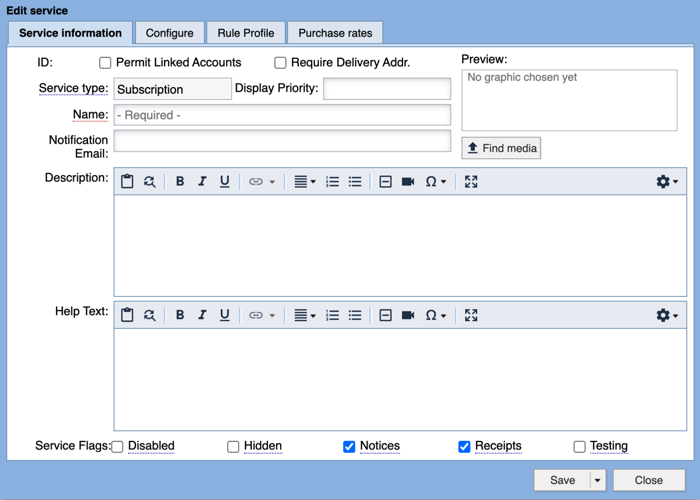 Service Information tab