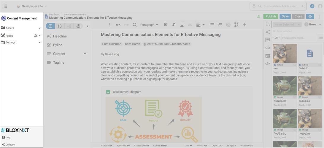 Asset Interface highlighting Application Navigation