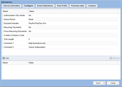 configure tab