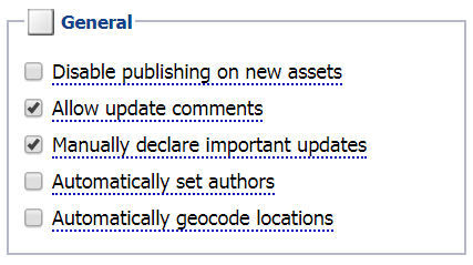 Editorial settings