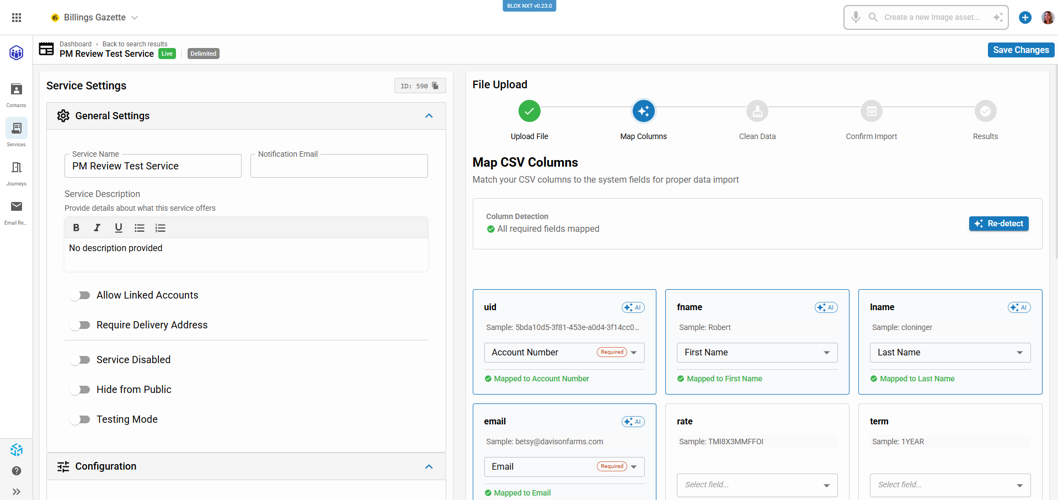 AI Smart Subscriber Import - 2 map columns