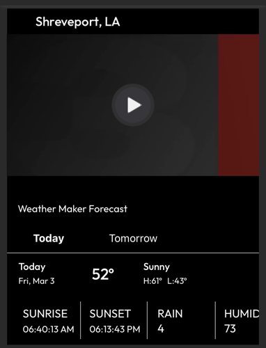 Weather Glimpse Card