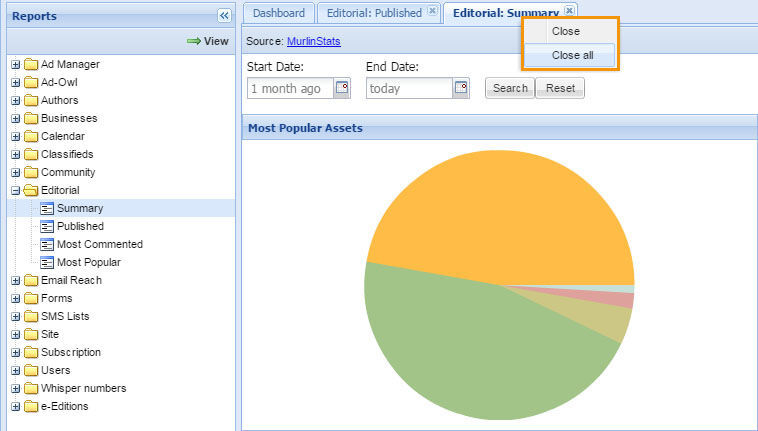 Analytics close tabs