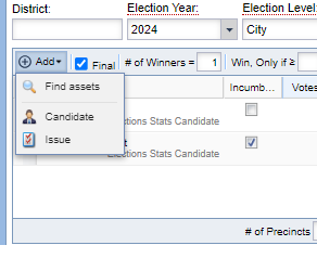 Election Stats: Adding candidates