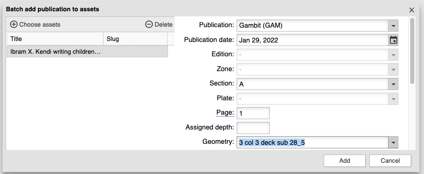 Geometry Item Selected with Asset