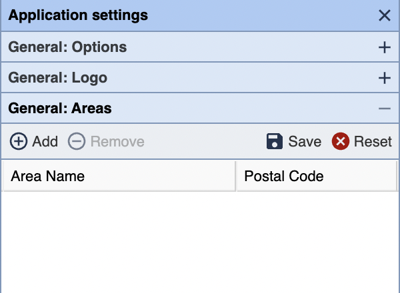 Business Directory Application Settings Areas