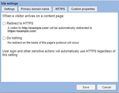 Site Settings - HTTPS
