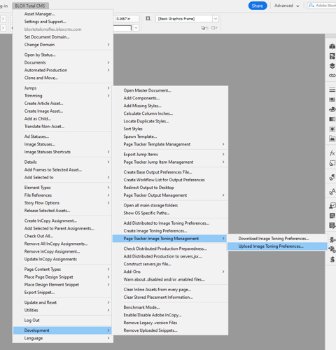 Technical documentation for Distributed Production Image Toning via Image Export in BLOX Total CMS