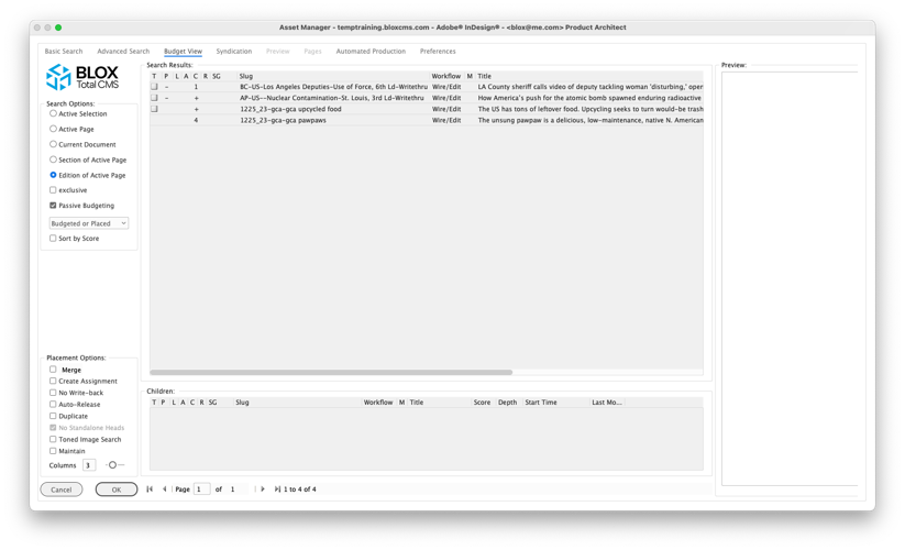 Budget View showing passive and active budgeting