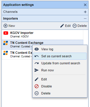 TownNews Content Exchange Importer - "Set as current search"