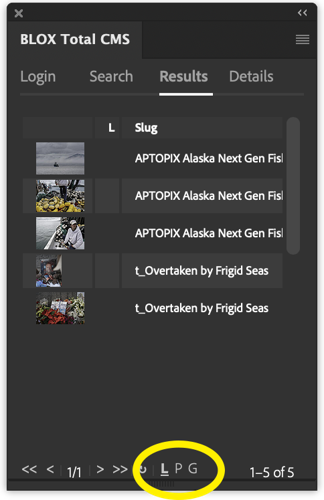 Search Results tab indicating View Modes
