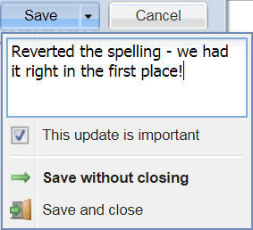 Adding an Internal Comment at save time