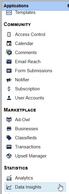 Data Insights Menu Item in Legacy BLOX