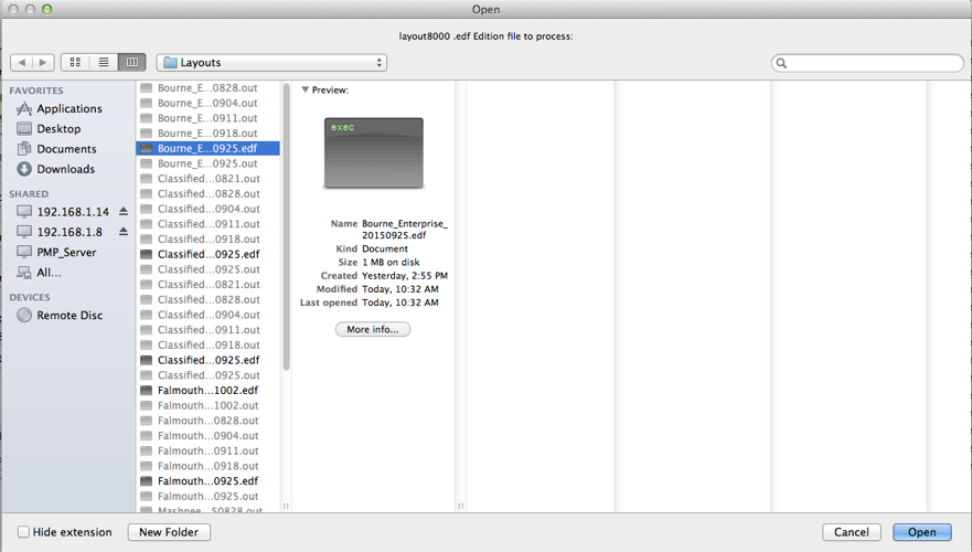 User selected edition file