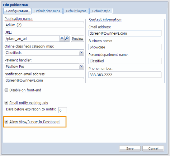 Allow View/Renew in dashboard