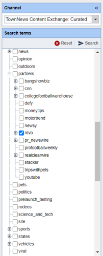 NTVB Category Seleciton