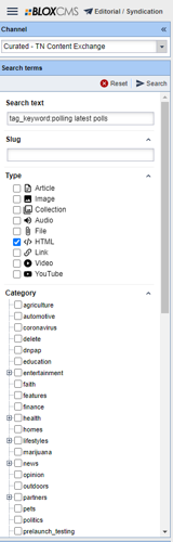 Polling Charts Search Criteria