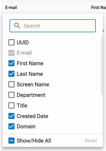 Multi-site search header menu additional options