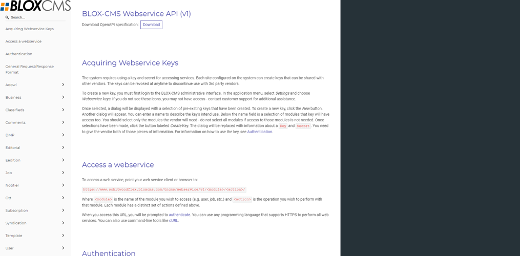 Webservice Key Site B