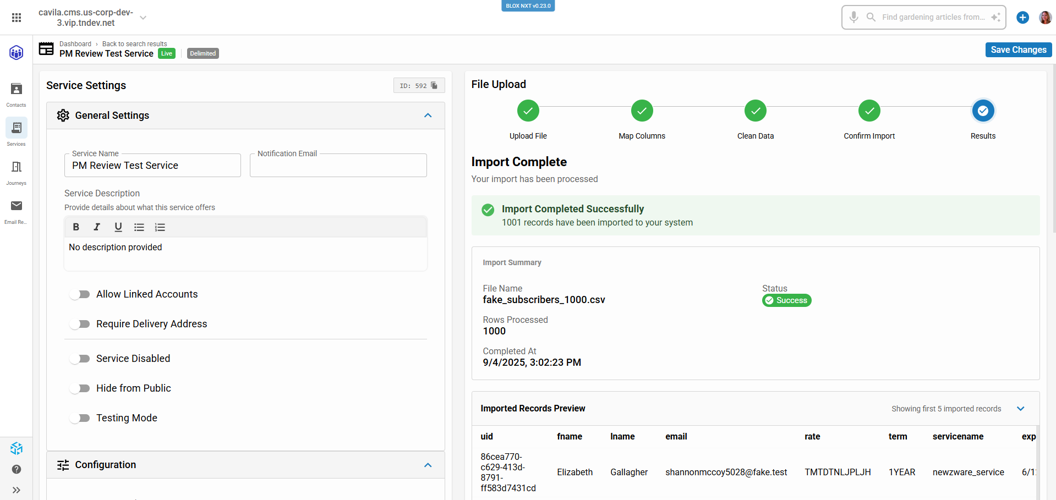 AI Smart Subscriber Import - 5 results COMPLETE success