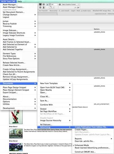 Create Publication from Edition File in BLOX Total CMS menu