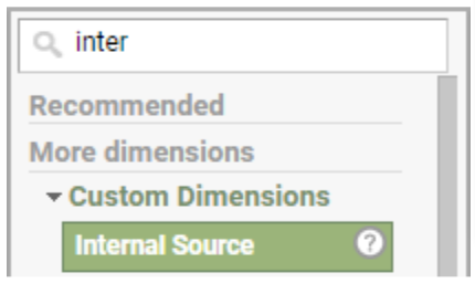 Internal source custom dimension