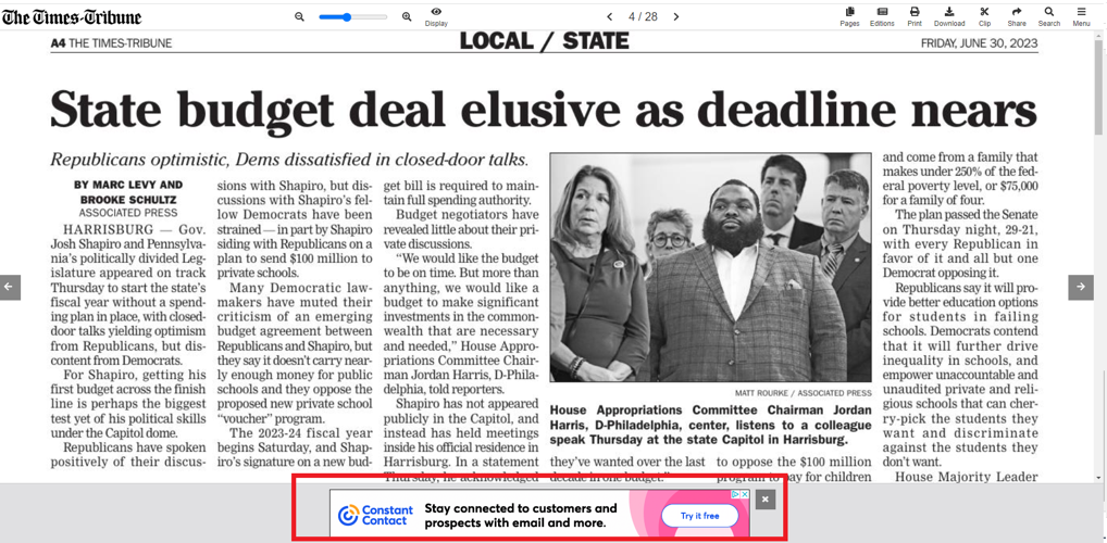 e-Edition Bottom of Pageview