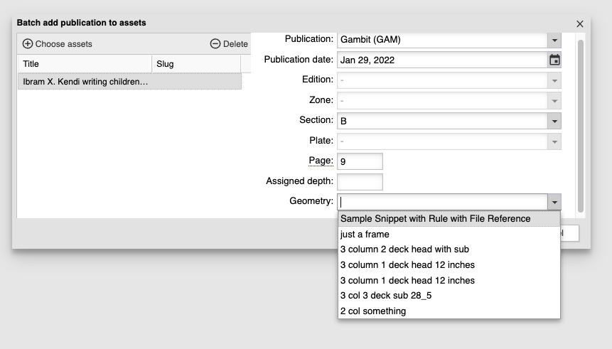 Available Geometry Items