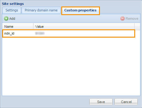 NDN custom property site settings